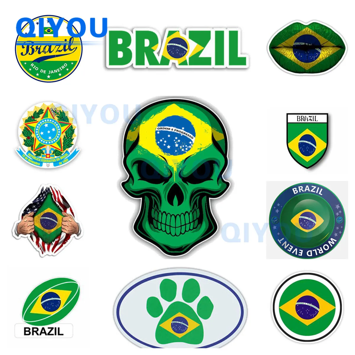 

Brazilian Flag Sticker Brazilian Shield Badge Decal Brazilian Pride Patriotism Decals Car Body Helmet Laptop Bicycle Motorcycle