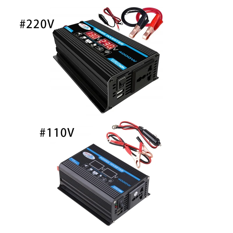 DC 12V から AC 220/110V 自動コンバータ変圧器 4000 ワット車のインバーター USB ポート付き車の電気機器