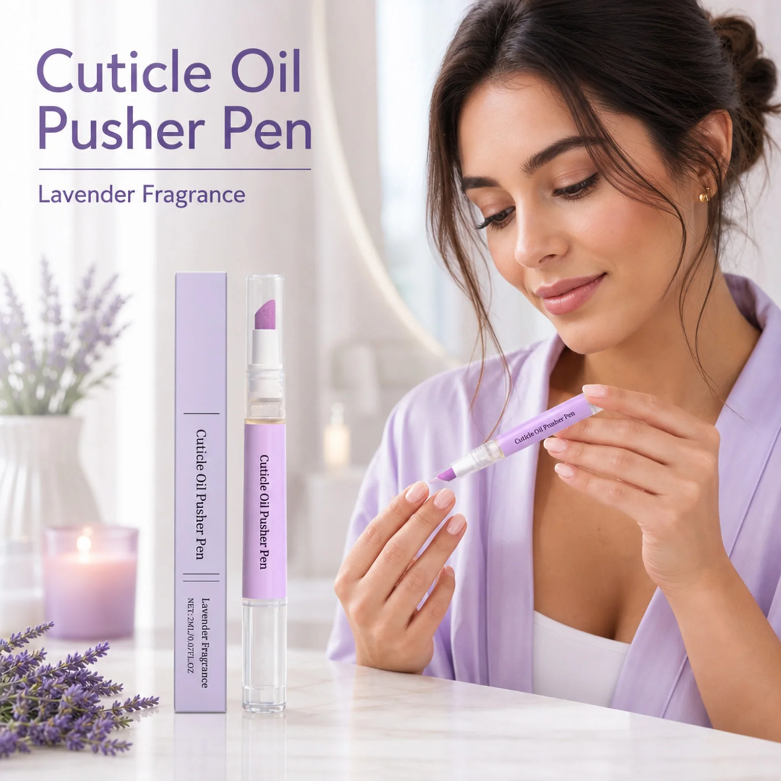 1/2/3/5PCS 2In1 Cuticle Oil Pusher Pen Lavender Removes Repairs Dry Cracked Nails Moisturizing Hangnail Treatment Manicure Care