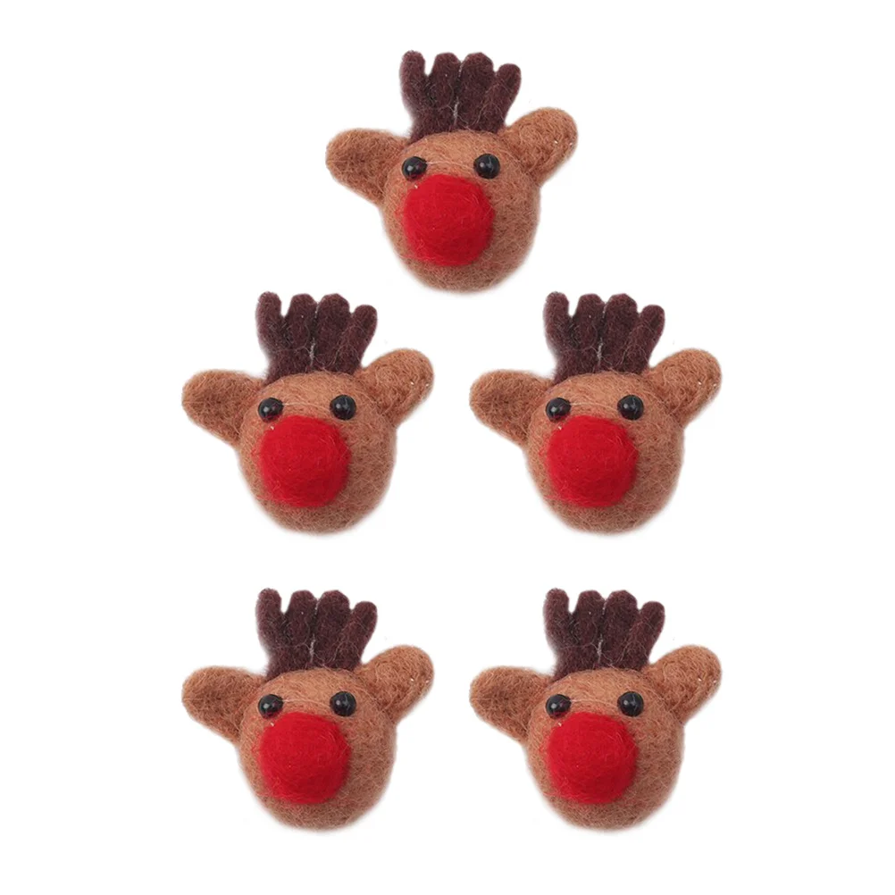

5Pcs Xmas Felt Antler Brooches Christmas Party Costume Decoration Cartoon Style Accessories for Clothes Hats Christmas Brooch