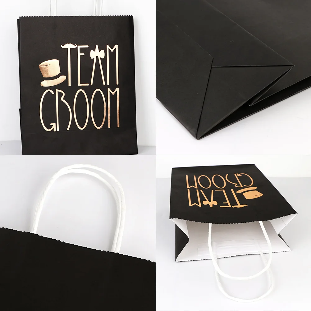 OurWarm 12pcs Wedding Party Gift Bags 6 Groomsmen 6 Bridesmaid Gift Bags Paper Bags with Handles for  Party Bridal Shower Favors