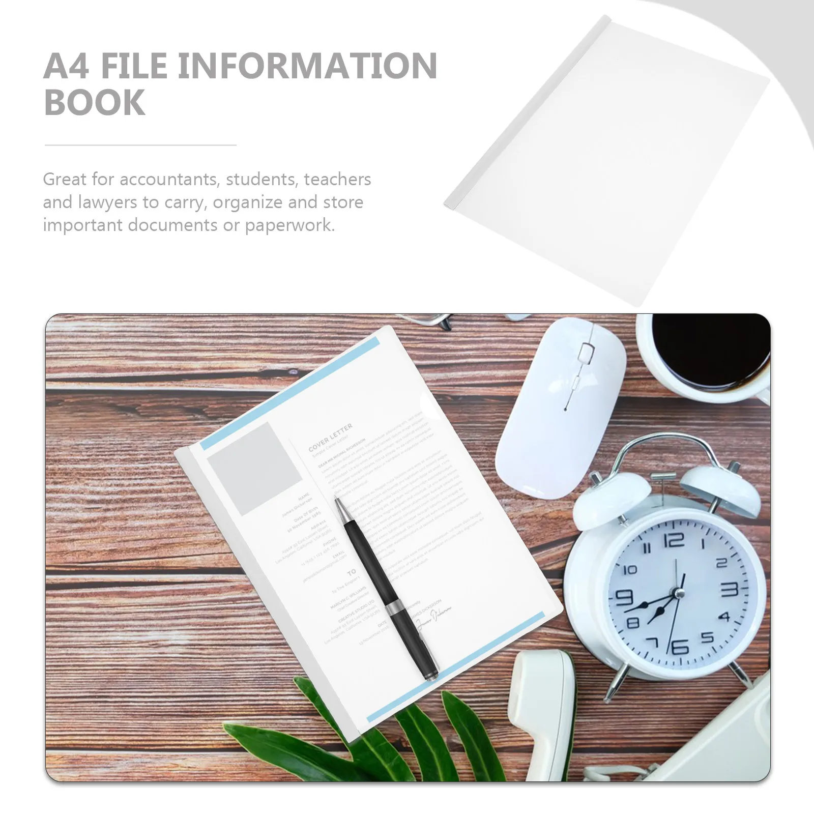 10Pcs Clear Sliding Bar File Folder A4 Document Organizer for Office School Lawyers Accountants Resume Presentation Report