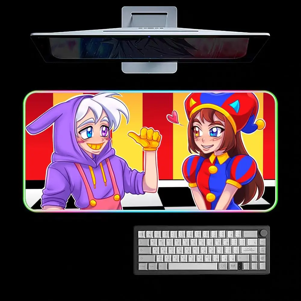 Cartoon The Amazing Digital C-Circus Mouse Pad RGB Gaming Mouse Pad Desk Mat HD Gamer Large LED Light XXL MousePads