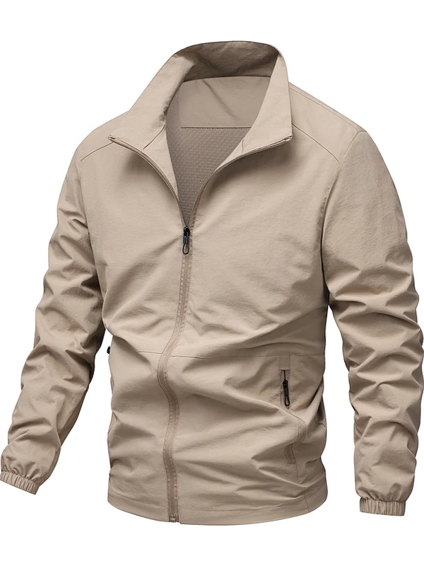 

Men's Outdoor Sports Jaet Spring Autumn Casual Waterproof Nylon Long Sve Zipper Closure Color Faion Outerwear