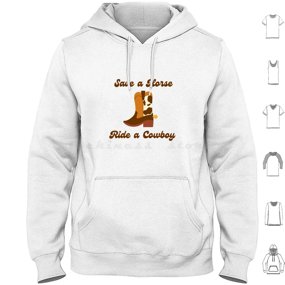 Save A Horse, Ride A Cowboy, Rosa con linda bota de vaquera Sudadera con capucha de algodón de manga larga Cowboy Cowgirl Cowgirl Espacio estético
