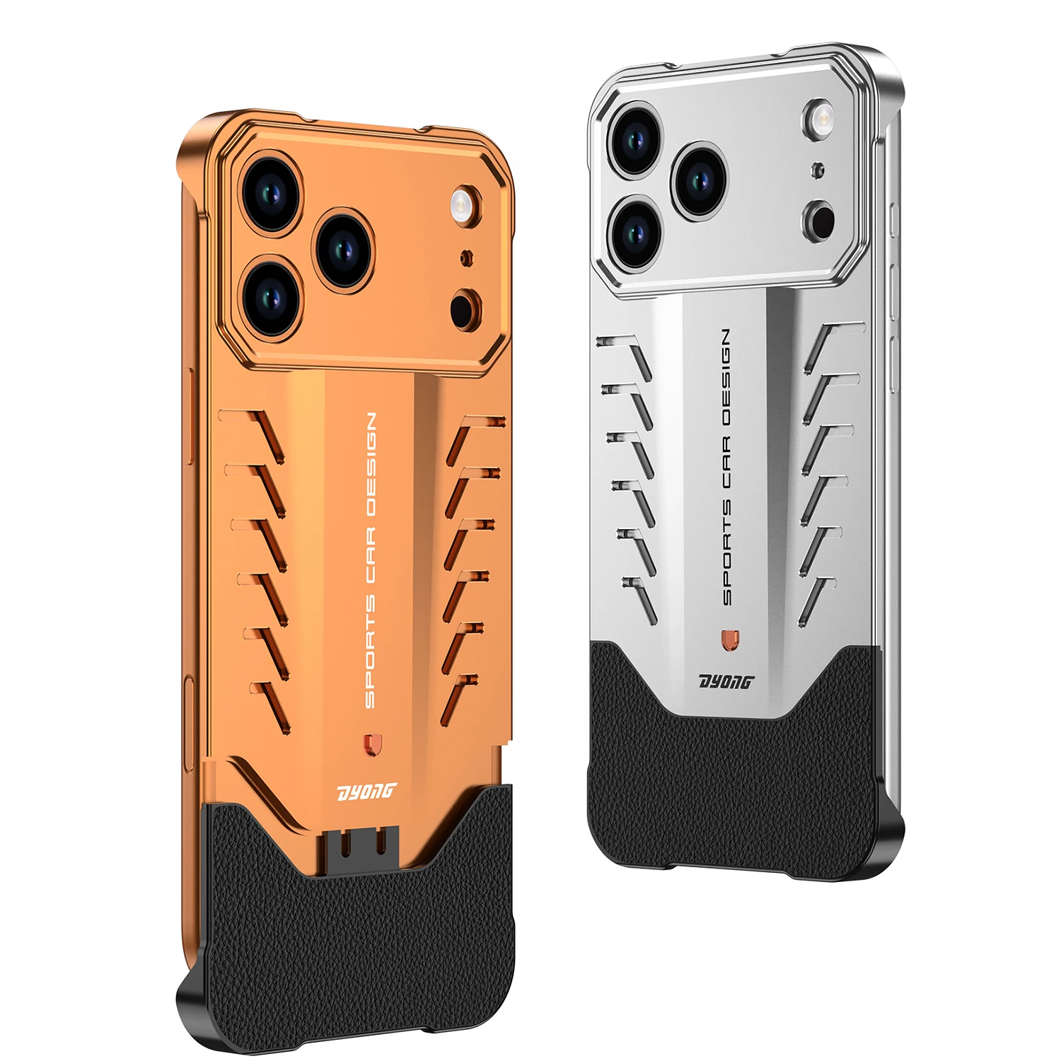 

Alloy Metal Nappa Leather Case For iPhone 17 Pro Max 17Pro Heat Dissipation Hollow Frameless Supercar Elements Armor Case