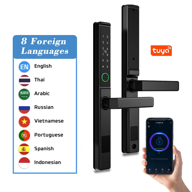 IP65 Waterproof cerradura inteligentes wifi Tuya Smart Home Fingerprint Digital Smart Outdoor Door Lock for Aluminum Doors