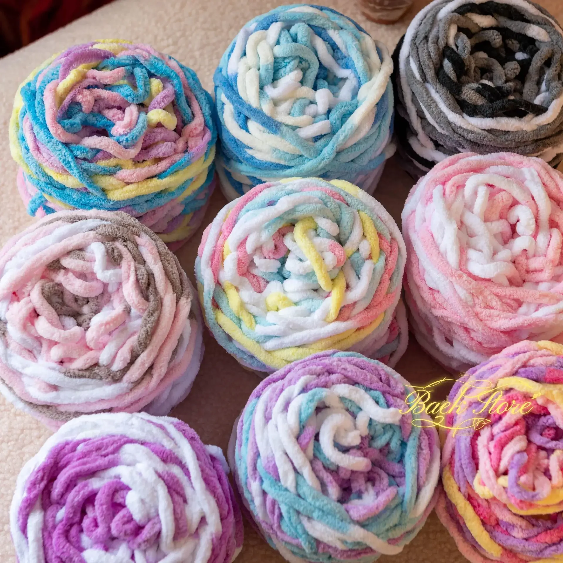 100g/Ball Blended Colorful Dye Ice Strip Line Yarn for Hand-knit DIY Soft Thickness Wool Thread Blanket Scarf Crochet Yarn Threa