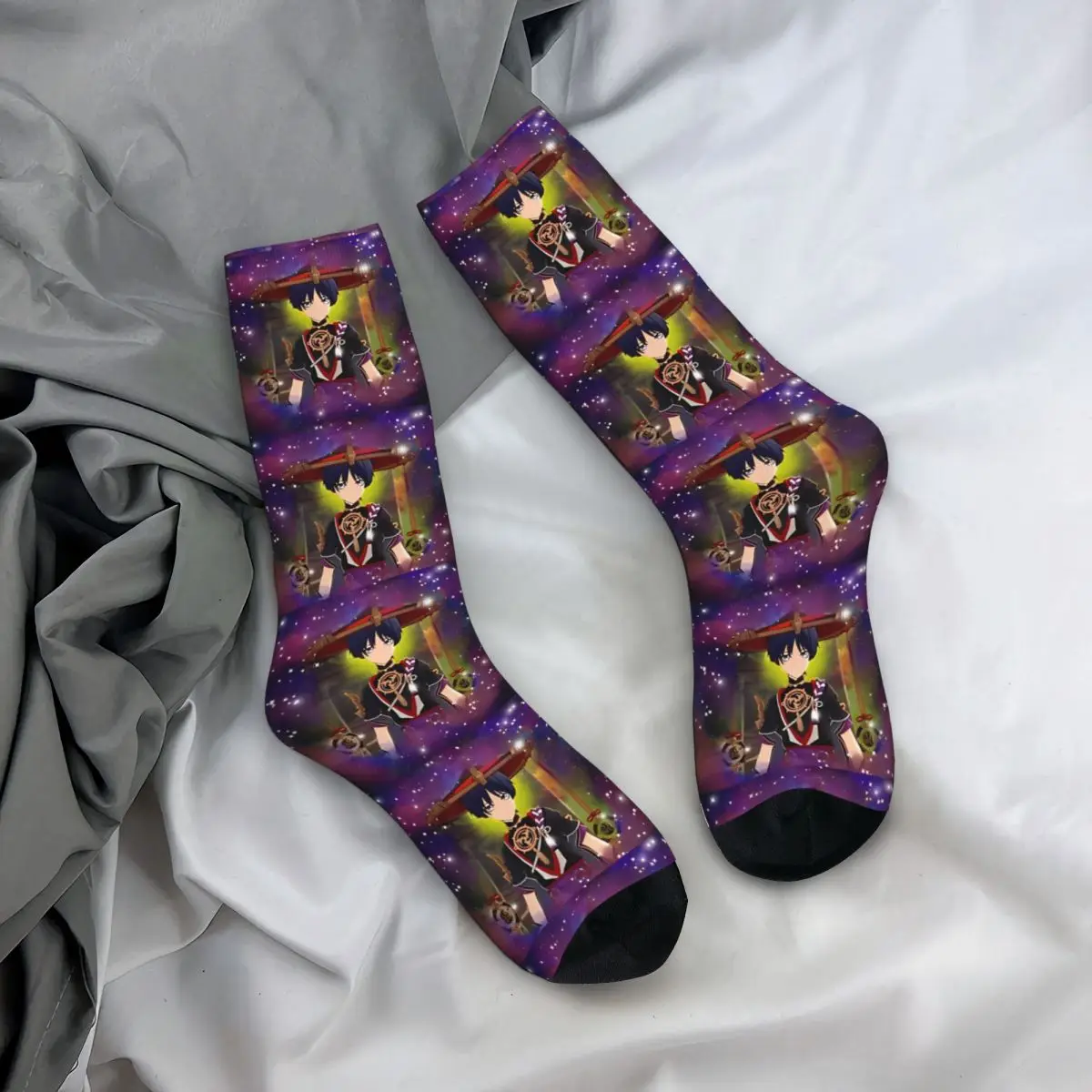 Scaramouche Genshin Impact Husbando Stockings Men Socks Breathable Elegant Socks Autumn Running Anti Bacterial Design Socks