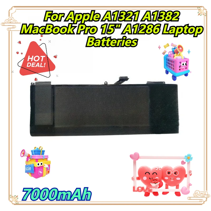 

7000mAh For Apple A1321 A1382 MacBook Pro 15" A1286 Laptop Batteries