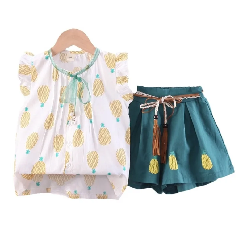 

New Summer Baby Clothes Suit Children Girls Cute Vest Shorts 2Pcs/Sets Kids Outfits Toddler Casual Costume Infant Tracksuits