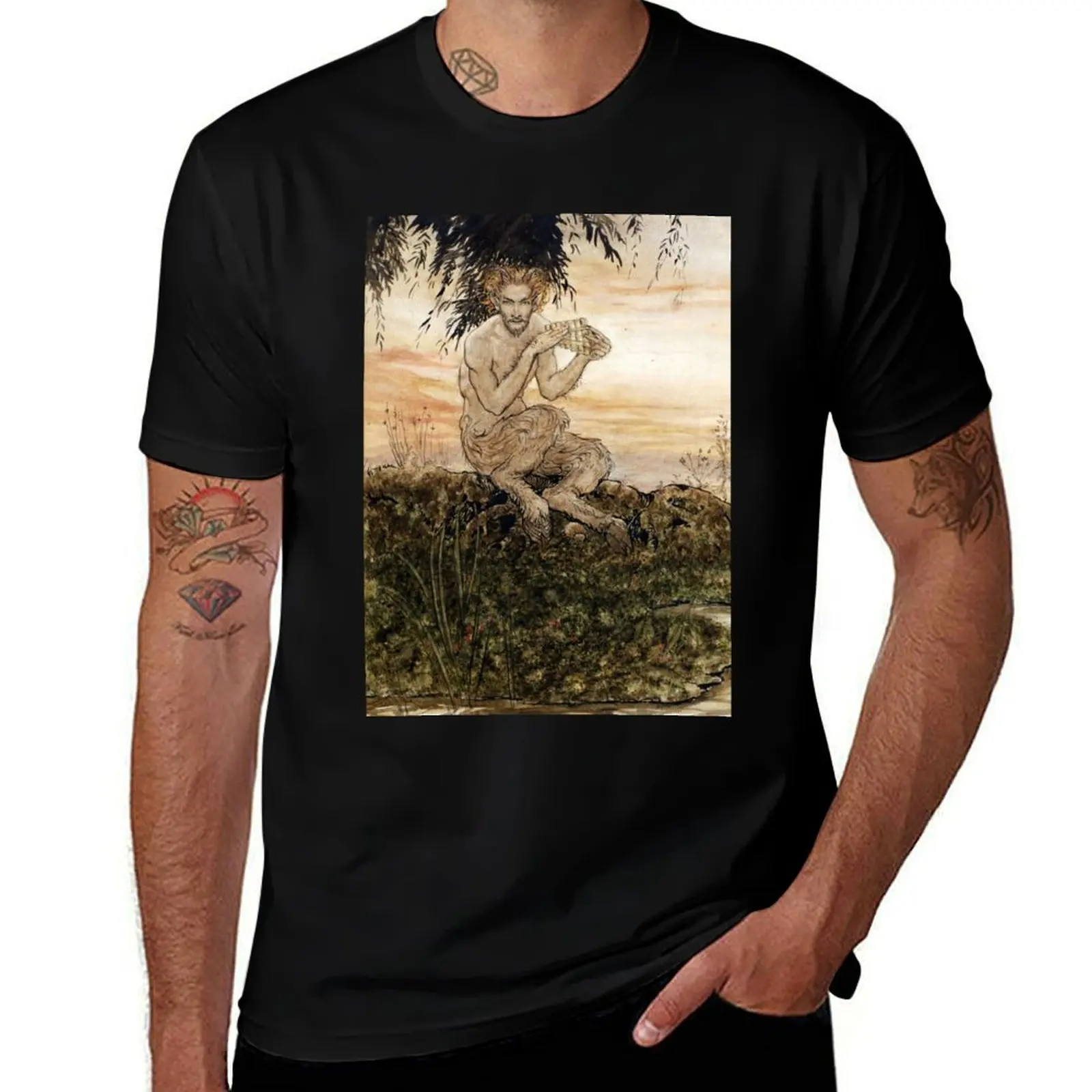 

The Piper at the Gates of Dawn - The Wind in Willows - Arthur Rackham T-Shirt clothes funny gifts mens plain t shirts