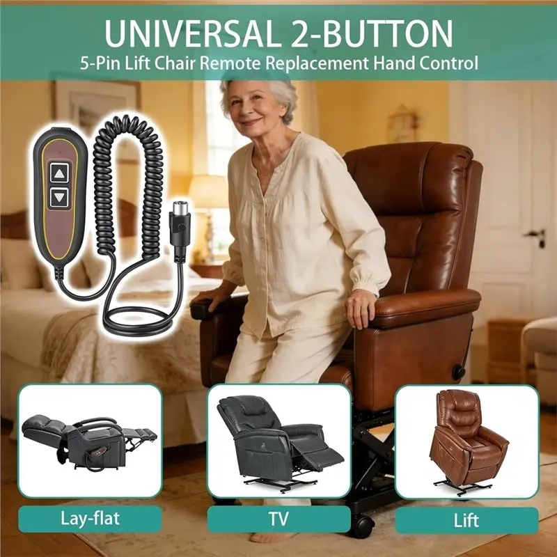 [B24B!】 ZK1200-HC,Handheld Controller, Power Recliner Lift Chair Remote Replacement 2 Buttons 5 Pins With USB And Backlight