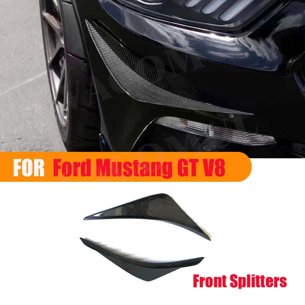 

VACOMUL Carbon Fiber Front Bumper Splitters Side Shark Fins Canards for Ford Mustang 2015 2016 2017 2018 2019