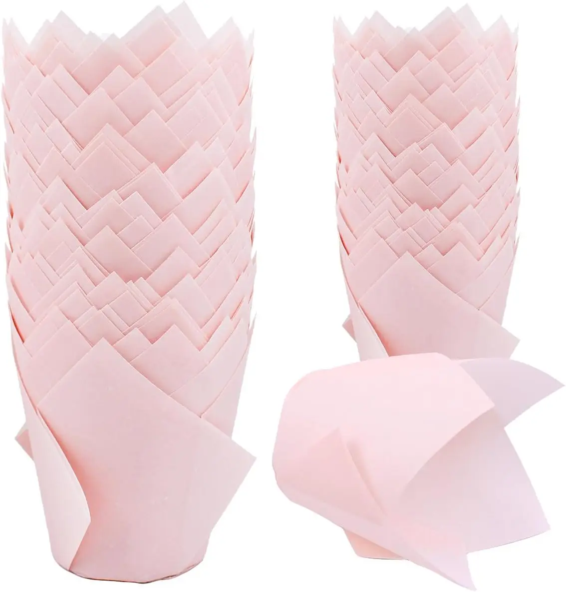 

150 Tulip Cupcake Liners Greaseproof Baking Cups for Party, Wedding, Baby Shower (Pink)