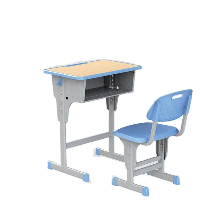 Modern Metal School Classroom Furniture Wooden Study Single Children Desk And Chair Set Highschool Student Desk School Area
