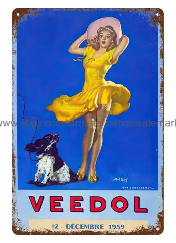 1959 Veedol girl with puppy metal tin sign master bedroom decorating ideas