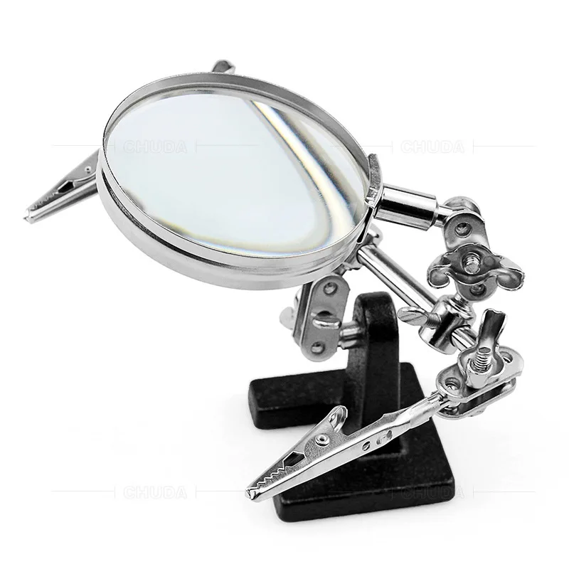 

Three Handed Auxiliary Clamp Magnifying Glass 60Mm with Clamp Electric Soldering Iron Instrument Circuit Board Repair Welding