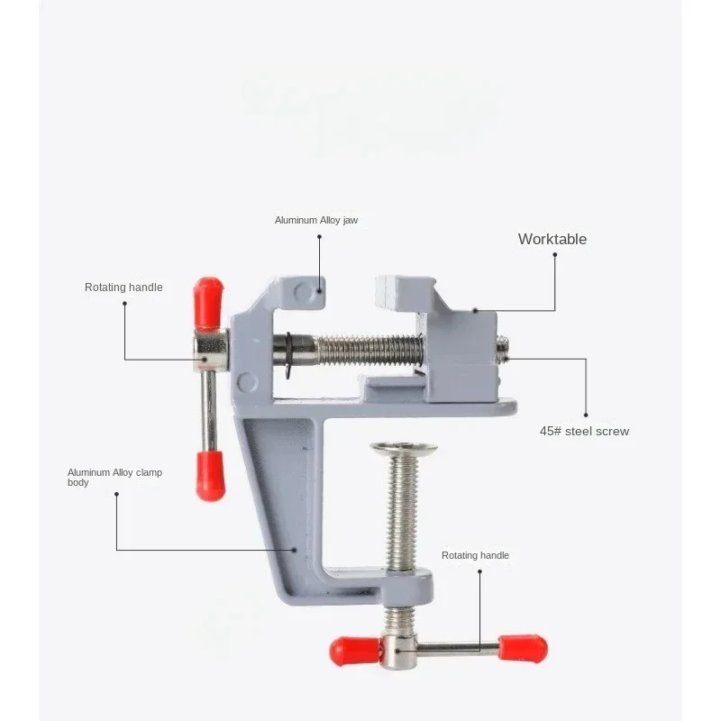 Screw Vise for Craft Mold Fixed Repair Tool 35MM Aluminium Alloy Table Bench Clamp Vise Multi-functional Bench Vise Table