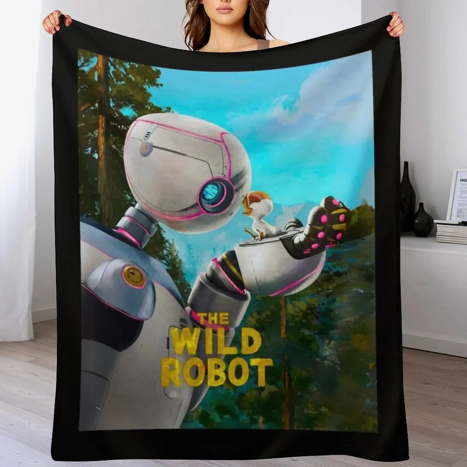 

The Wild Robot Throw Blanket Machine Washable Soft Warm Blanket