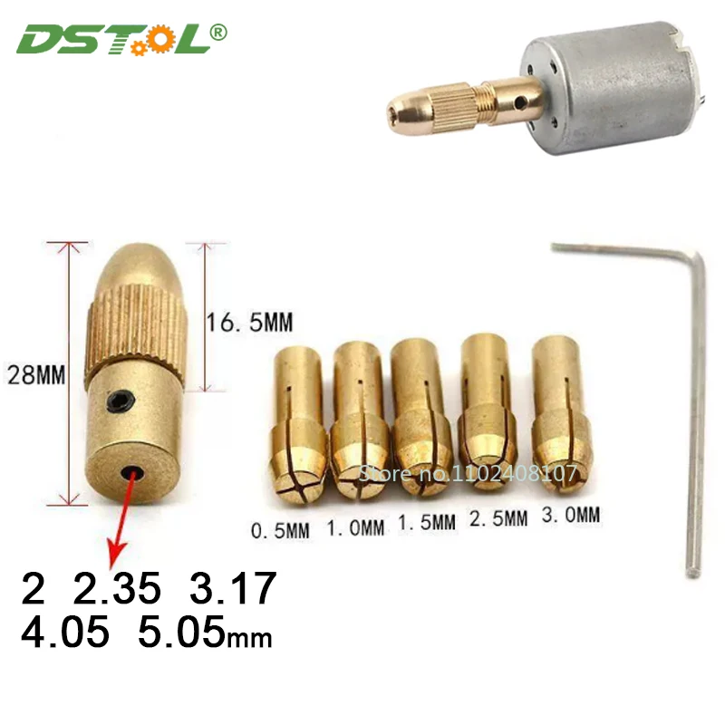 2/2.35/3.17/4.05/5.05mm Brass Dremel Collet Mini Drill Chucks set Small Electric Drill Bit Collet Micro Twist Chuck Tool