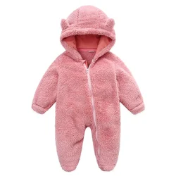 Baby Romper for Girls Newborn Kids Clothes New Born 3 6 9 12 Months Winter Rompers Hoddied Fleece Romper