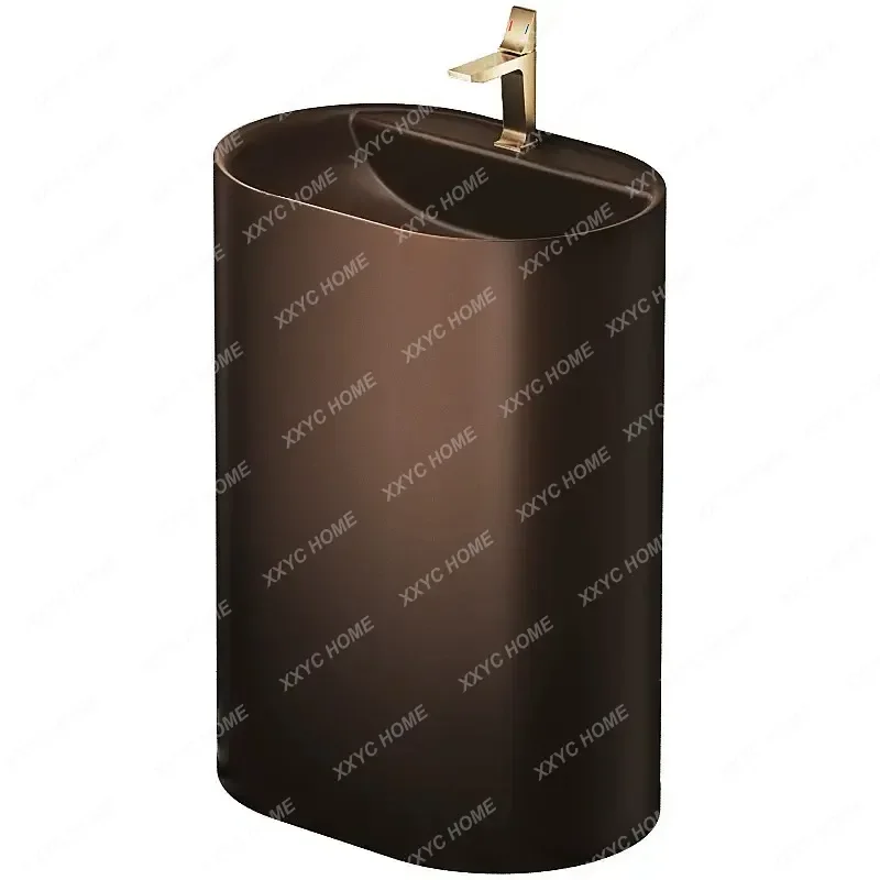 XX Retro Pedestal Washbasin Ceramic Basin for Home Hotel Villa Vintage Bathroom Sink
