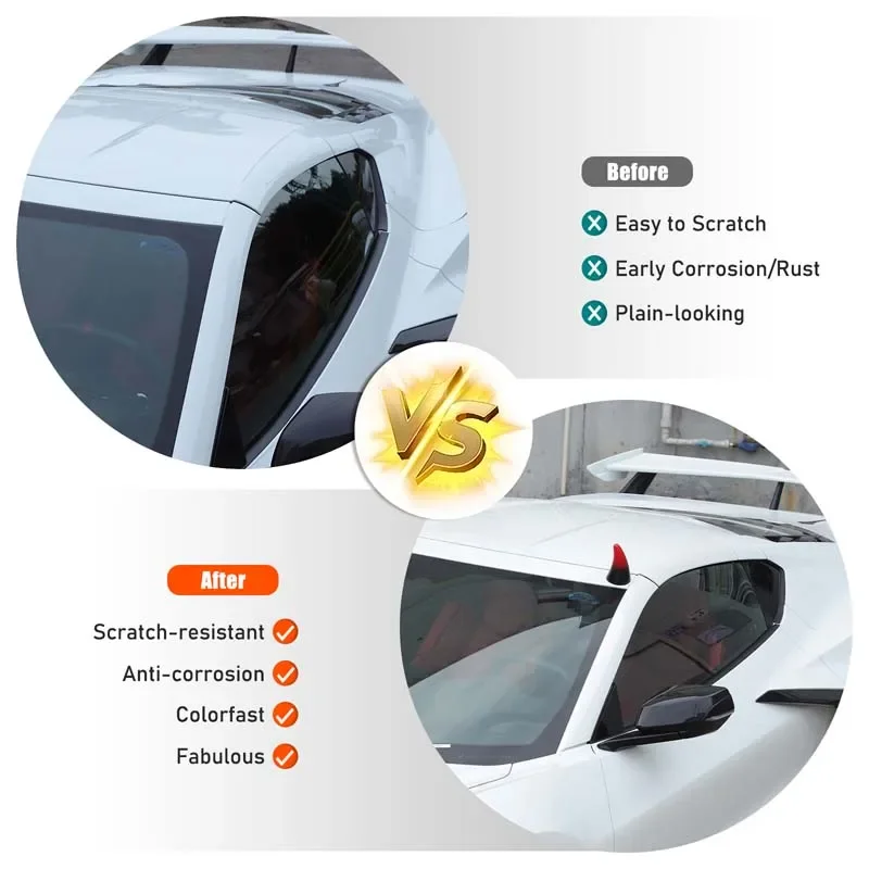 

2Pcs PVC red For Chevrolet Corvette C8 2020+ car roof decoration horn three-dimensional sticker car modification accessories