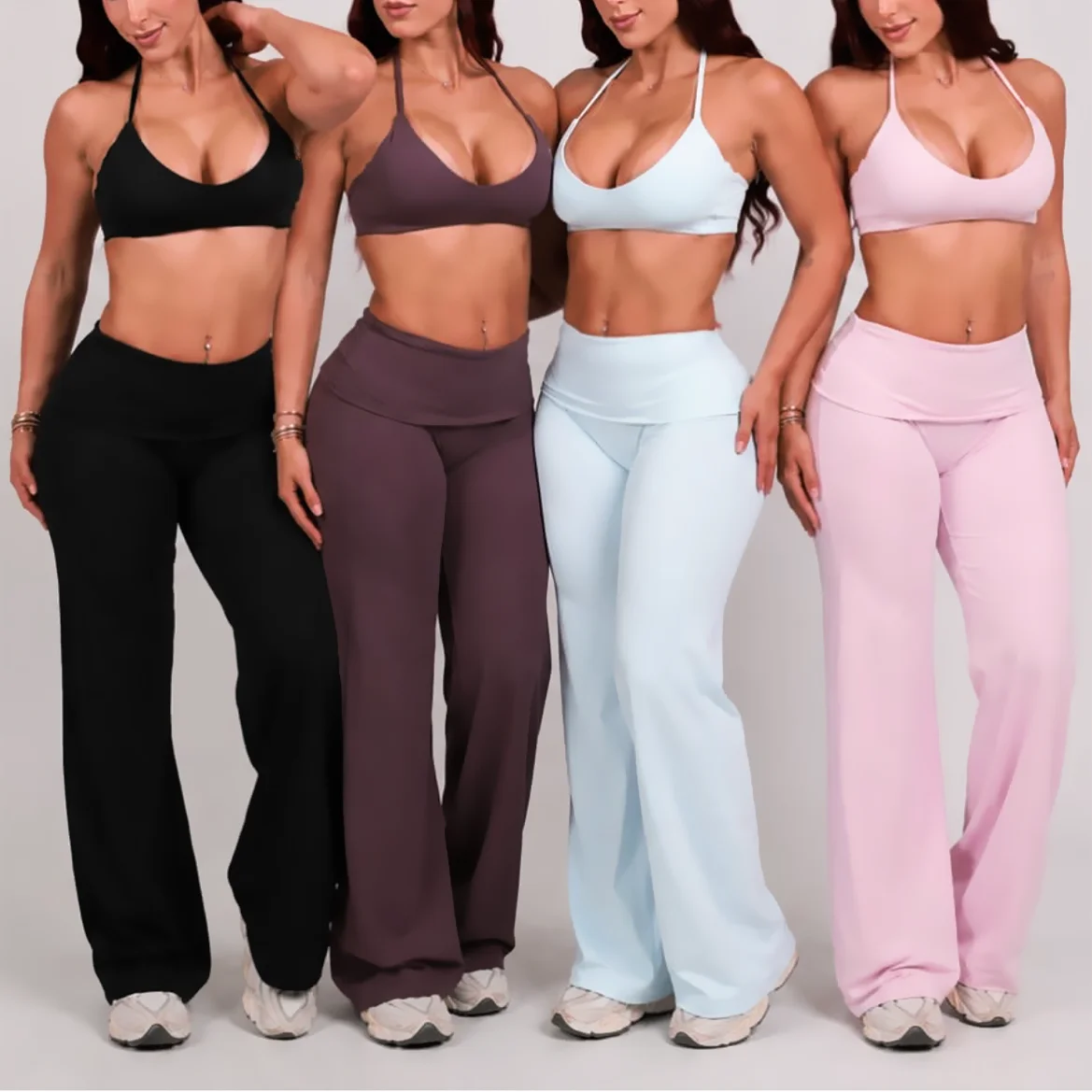 2Piece Sports Set Women's Tracksuit Yoga Set Loose Casual Fold High Waist Wide Pant Outdoor Sportswear Female Gym Clothes XP287