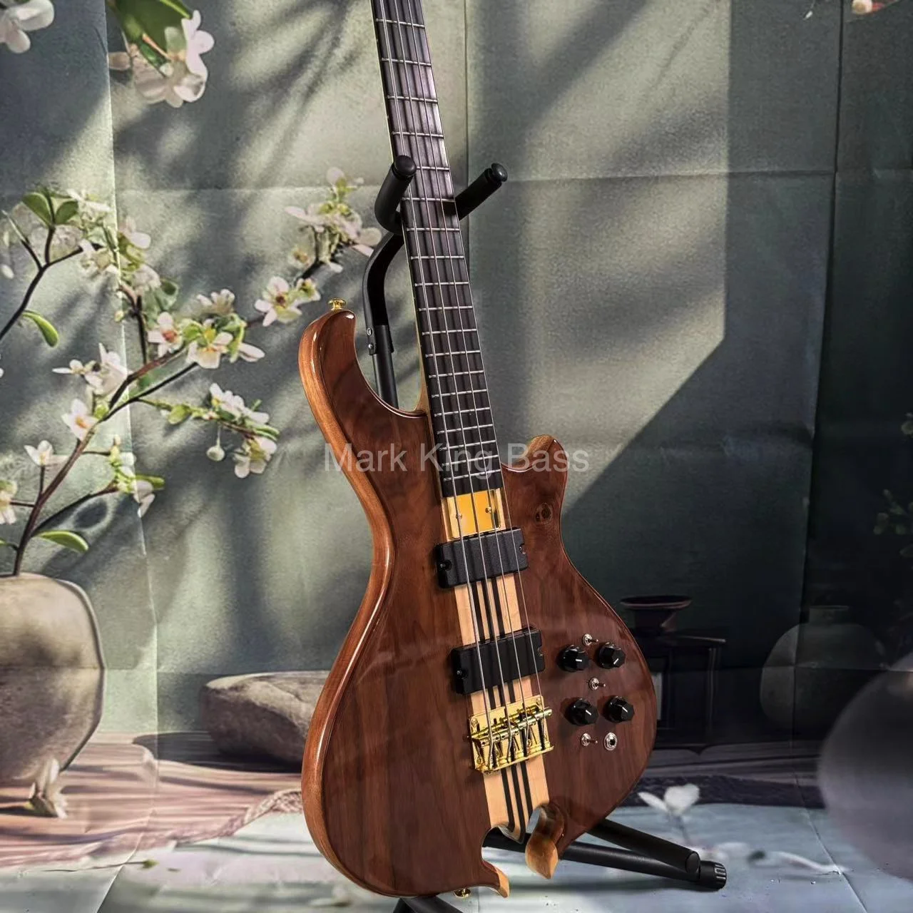 Alem Mark King Deluxe Type Burst Maple Neck Through Body 4 Strings Electric Bass Guitar with Active Pickup Kinds of Color