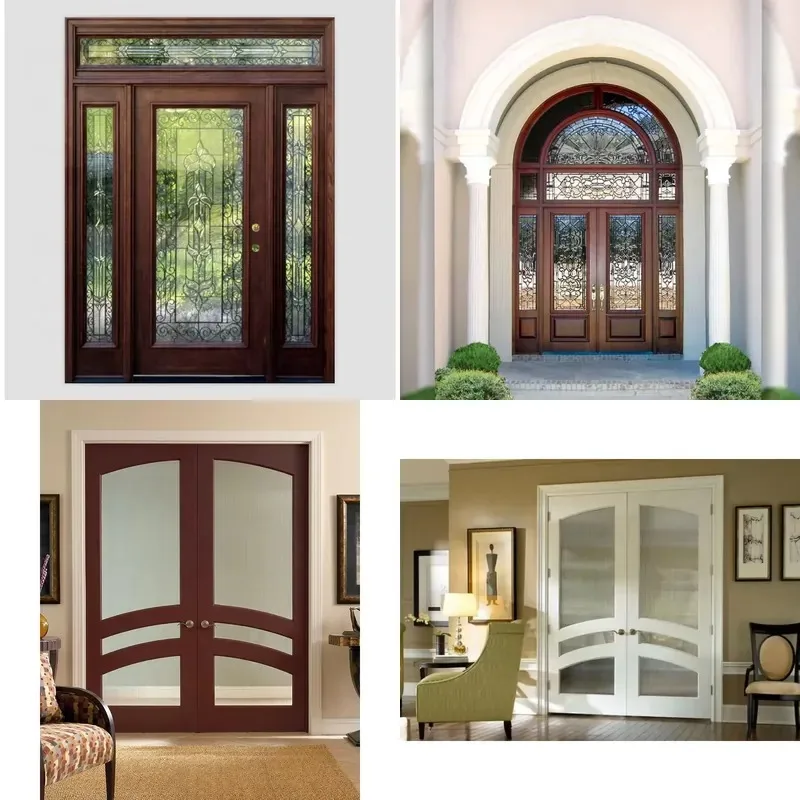 Luxury solid wood American front door with glass entrance