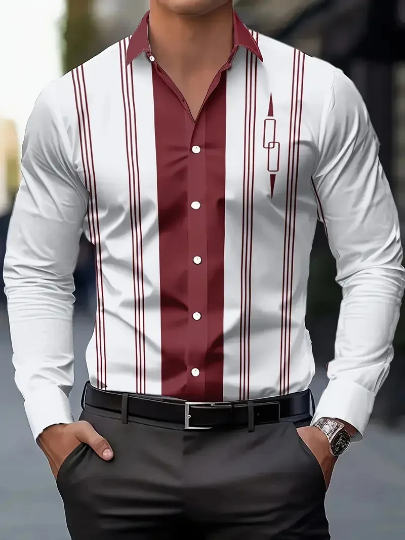 زهور كبيرة مجعد العشب الطباعة الطبيعية الباروك الرجال قميص فاخر عادية زر احتفالي مريح كم طويل زي #5