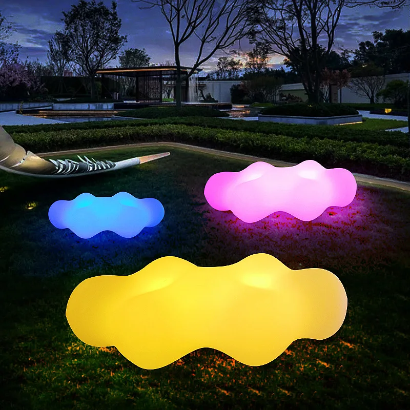 REAQ Luminous Clouds taboret LED Lights meble ogrodowe i tapicerka do teatru plastikowa zmiana koloru krzesło do poczekalni 115*74*36cm