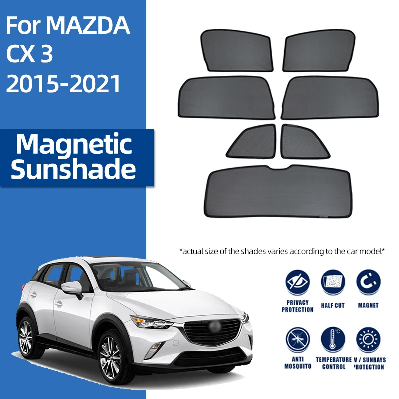 

For MAZDA CX-3 DK CX3 2014-2024 Magnetic Car Sunshade Shield Front Windshield Curtain Rear Side Baby Window Sun Shade Visor