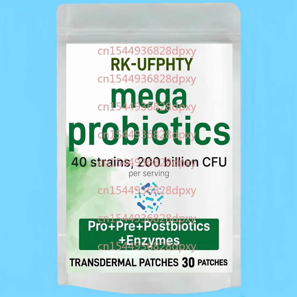 

30 трансдермальных пластырей Mega Probiotics с комплексом пребиотиков и пробиотиков для поддержания здоровья кишечника и пищеварения
