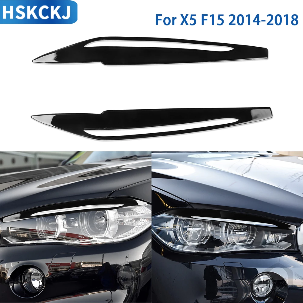 

For BMW X5 F15 2014 2015 2016 2017 2018 Car Accessories Gloss Black Plastic Interior Headlight Eyebrow Trim Sticker Modification