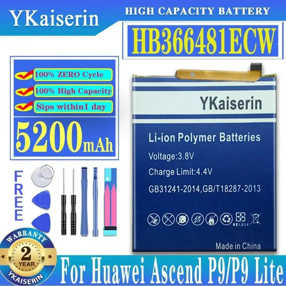 

Mobile Phone Battery HB366481ECW 5200Mah For Huawei Ascend P9 Lite P8lite 2017 P20lite P10lite Honor 8 5C G9 Y6 II