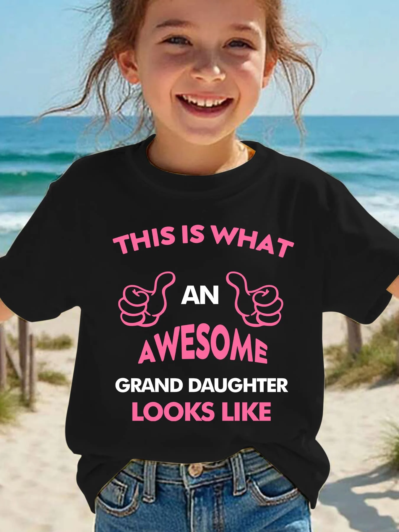 Chicfull Boys Girls T-Shirt THIS IS WHAT AN AWESOME GRANDDAUGHTER LOOKS LIKE Letter Print Short Sleeve Summer Casual Kids Top