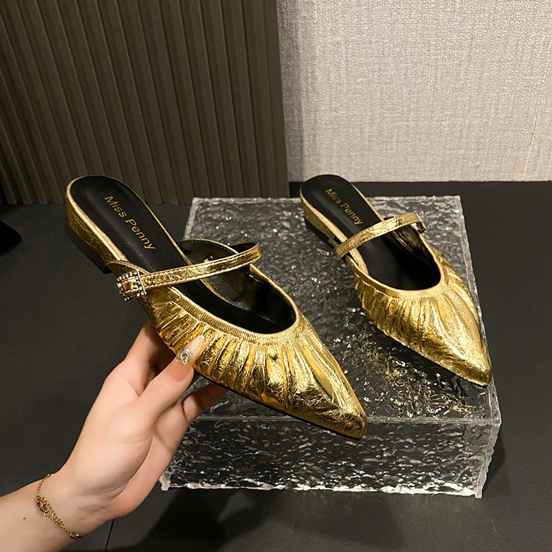 New Style Women's Silver French Fashion Soft Soled Ballet Flat Shoes Are Casual Comfortable and Versatile Slippers Zapatos Mujer