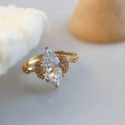 Korean Exquisite Zircon Adjustable Ring for Women Bride Wedding Engagement Ring Girl Fashion Jewelry Accessories Wholesale
