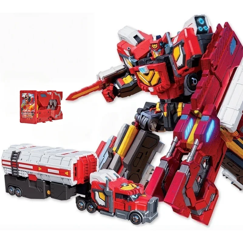 New Metal Cardbot Blue Cop Trinity Transforming Car to Robot Action Figures HEAVY IRON with Card Transformation Robot Model Toys