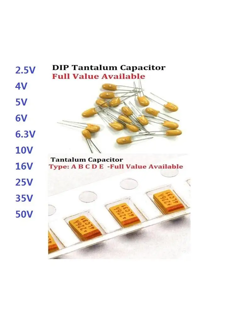 10 sztuk kondensator tantalowy A B C D 476 106 6.3V 10V 16V 25V 35V 0.22/1/2. 2/4. 7/6. 8/10/22/33/47/68/100/150/220/330/470uf SMD DIP — zdjęcie 2