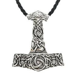 Gothic Thor Hammer Mjolnir Pendant Viking Necklace Men Women Irish Trinity Knots Talisman Jewelry