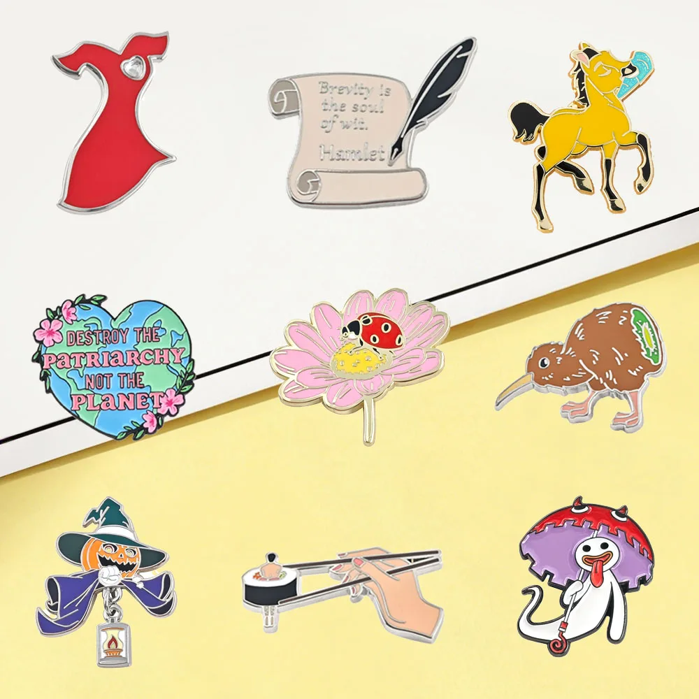 Cartoon Animal Brooch Creative Japanese Sushi Metal Badge Classic Anime Peripheral Enamel Pin Fashion Jewelry Lapel Pin Gift