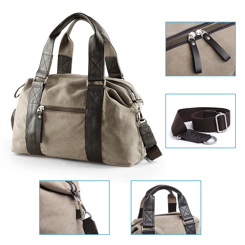 Male Canvas Crossbody Travel Luggage Bags Fitness Sports Portable Handbag With Anti-theft Zipper Weekend Bag Large Capacity