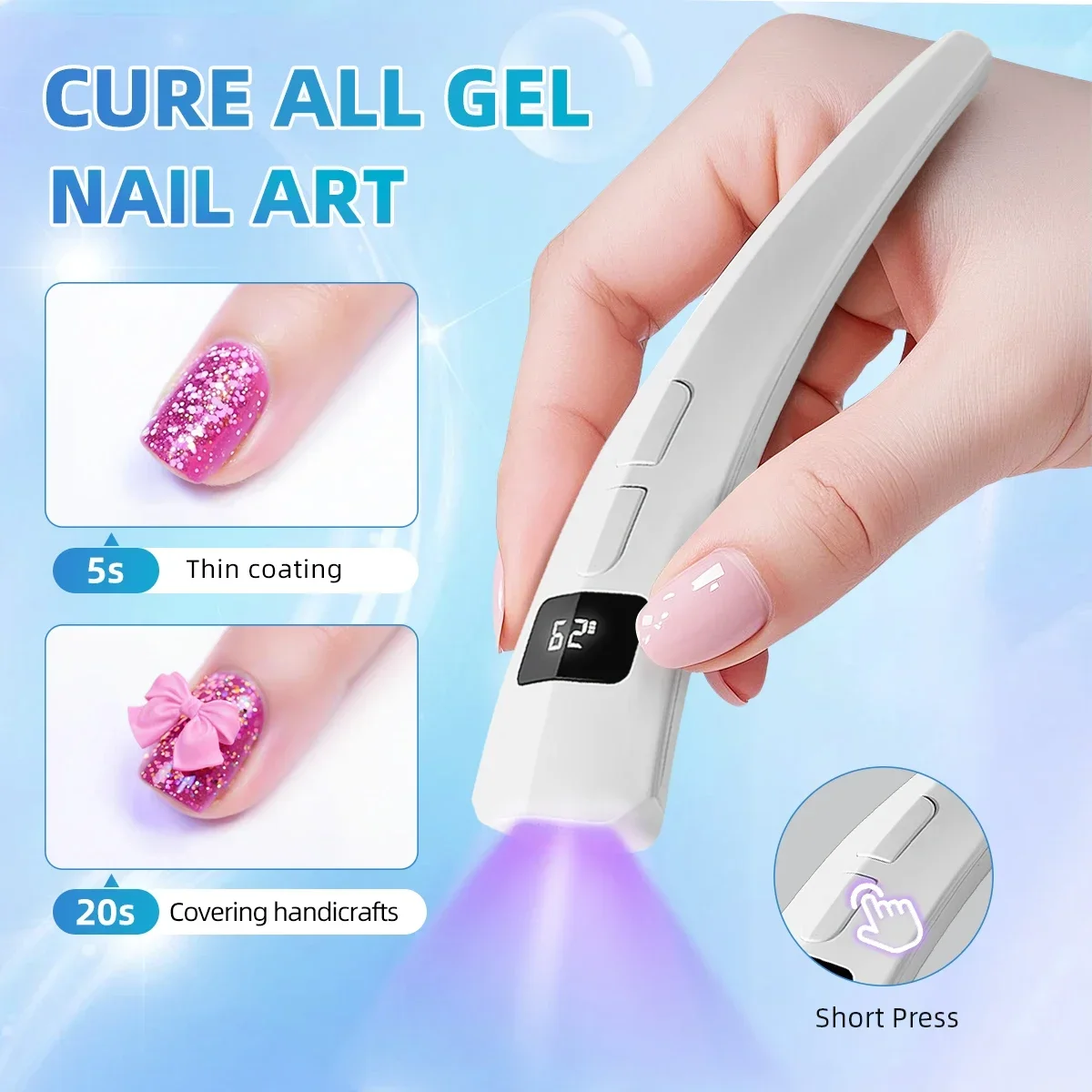 Lampe à ongles UV Portable et Rechargeable, Machine sèche-ongles USB à séchage rapide, lumière de polymérisation professionnelle pour vernis à ongles Gel