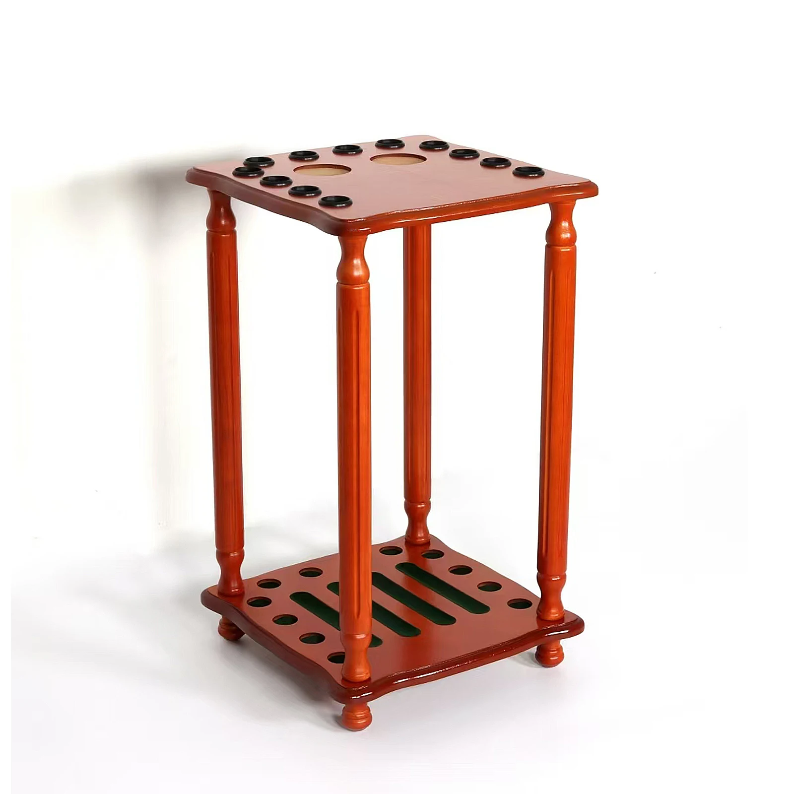 Solid Wood 12hole Square Floor Standing Pool Cue Rack