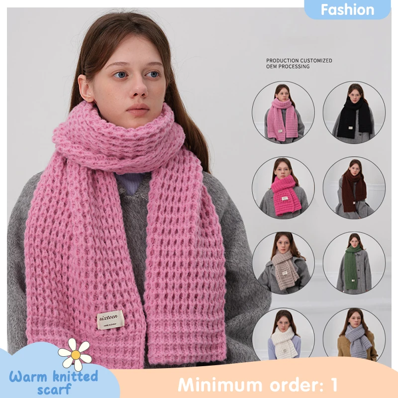 

Autumn Winter New Korean Style Solid Color Warm Knitted Scarf Versatile Men and Women's Hole-shaped Neck Protection Accessories