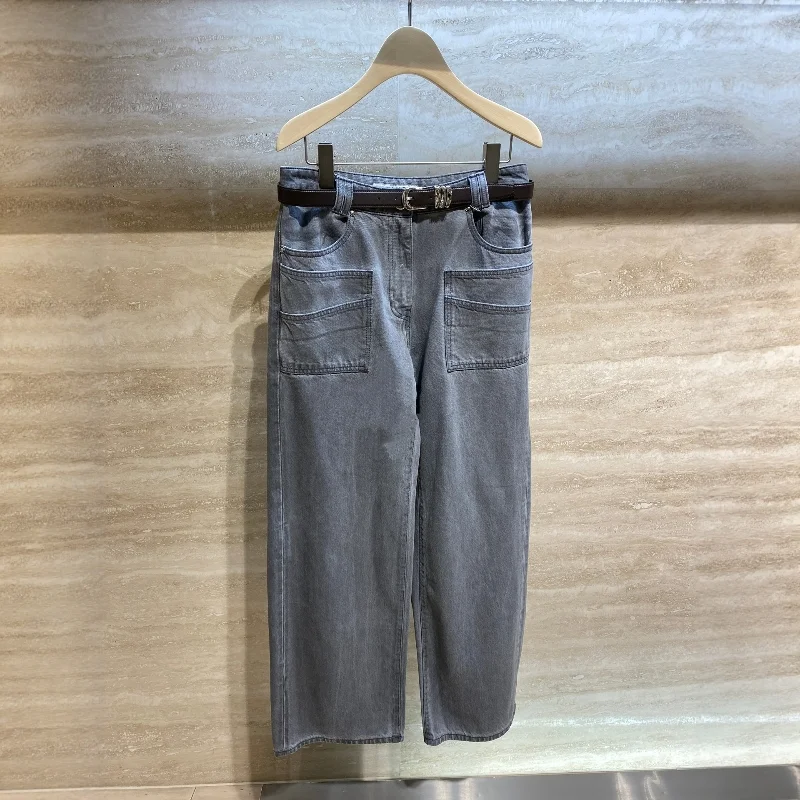 ey Casual Straight Leg Women's Jeans Breathable Comfortable Loose Fit Autumn 2025 l Waist Cotton Denim Pants
