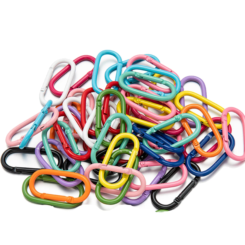 5pcs Oval Spring Clasp Carabiner Necklace Connector Bracelet Closures Keychain Lock Clips Key Rings for Jewelry Finding DIY Make